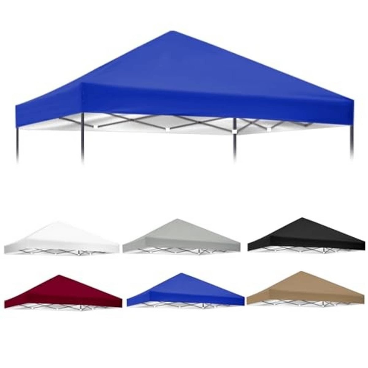Blue canopy top cover with peaked roof, shown among multiple color options