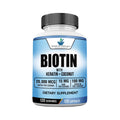 Biotin dietary supplement bottle with keratin + coconut, 120 capsules