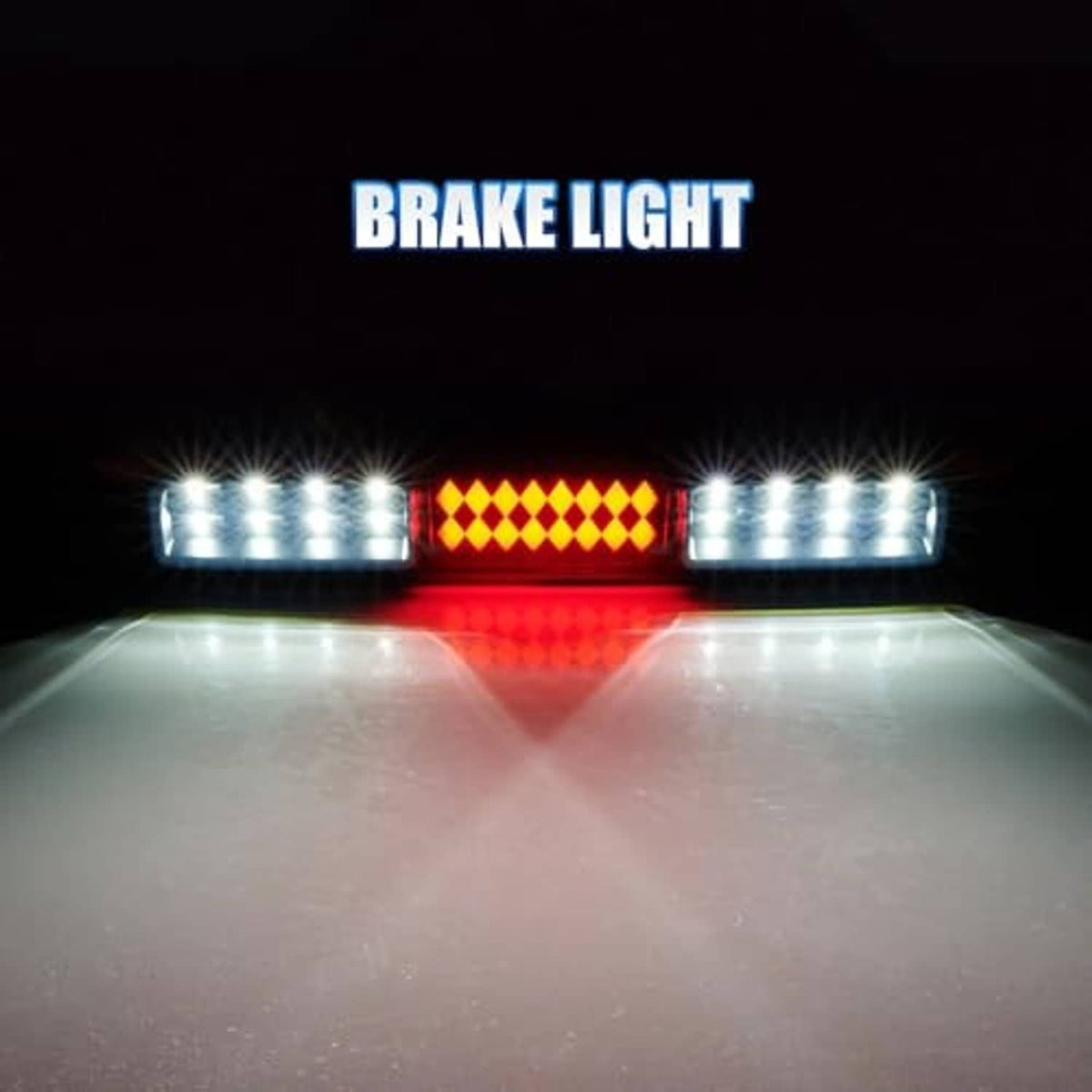 Third brake light LED bar with bright white side LEDs and red brake illumination