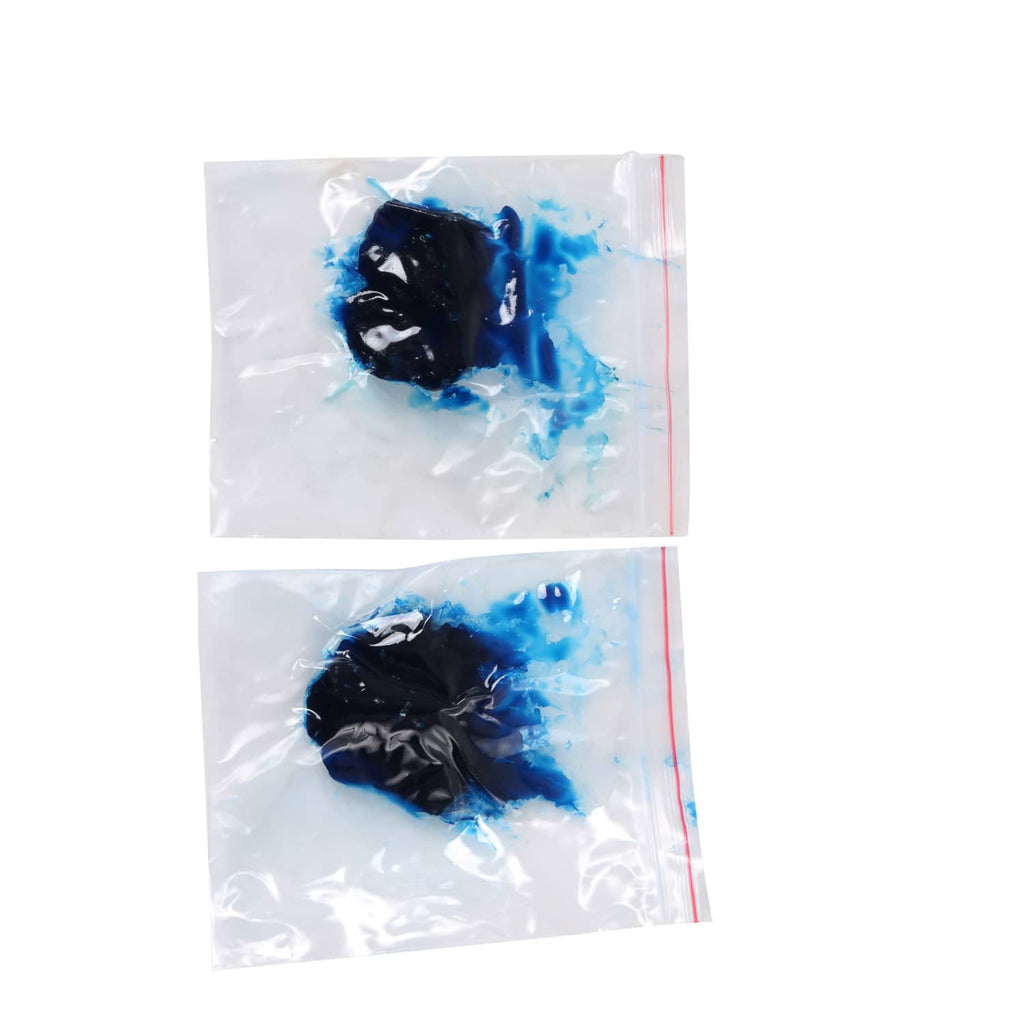 Grease sealant packets in clear bags with blue liquid contents