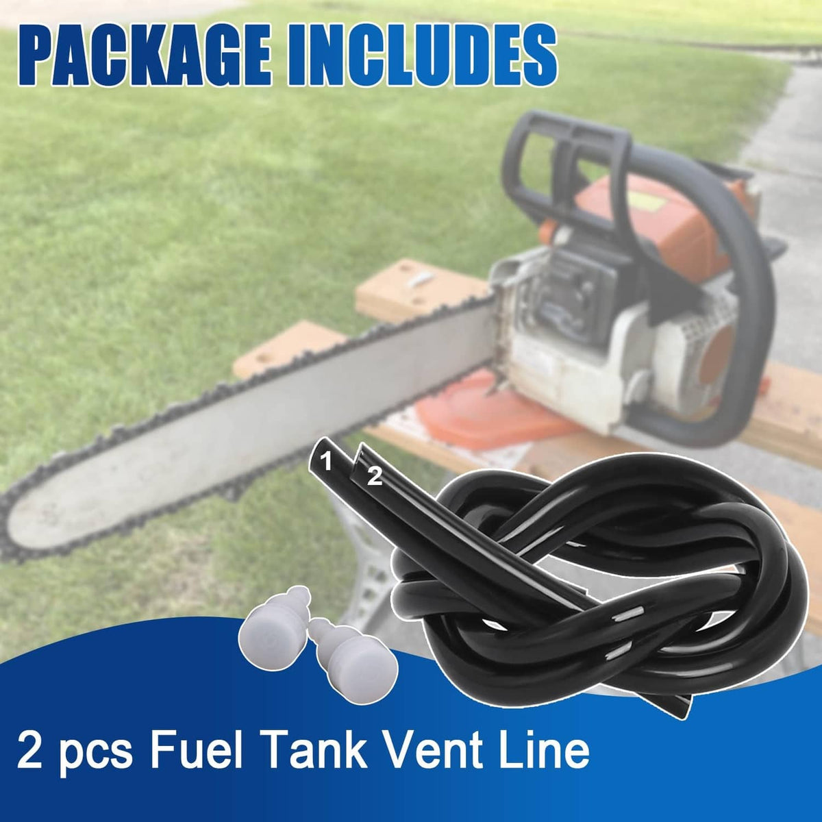 Two-piece fuel tank vent line set: coiled black tubes with white connectors