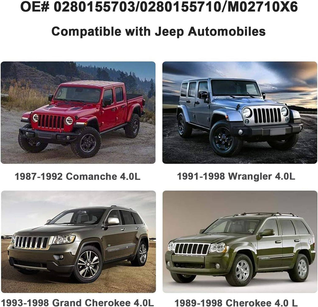 Fuel injector compatibility chart showing multiple Jeep vehicle models