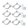 Adjustable stainless pipe bracket clamps (6-pack) with mounting bolts