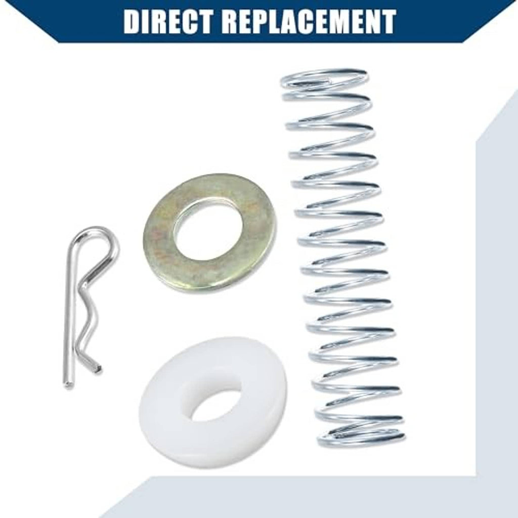 Transmission shifter linkage repair kit parts: coil spring, metal washer, white bushing, clip