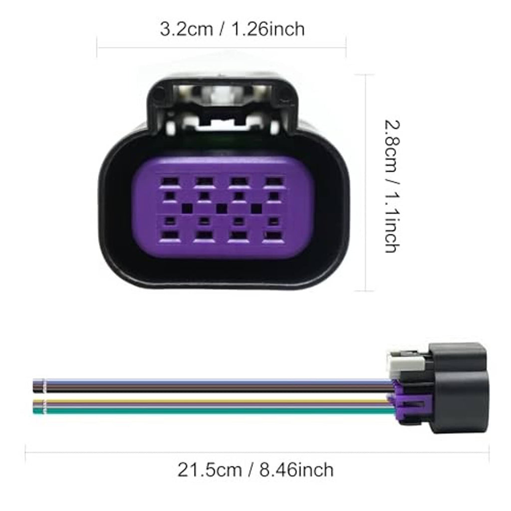 Throttle body connector pigtail with purple 8-pin plug and long multi-color wire leads