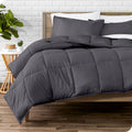 Grey down-alternative comforter set with 2 pillow shams, full size