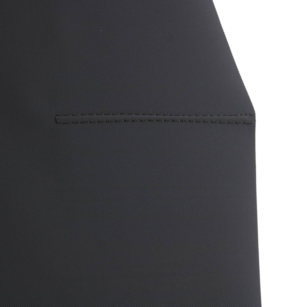 Black retractable cargo cover shade corner with stitched edge detail