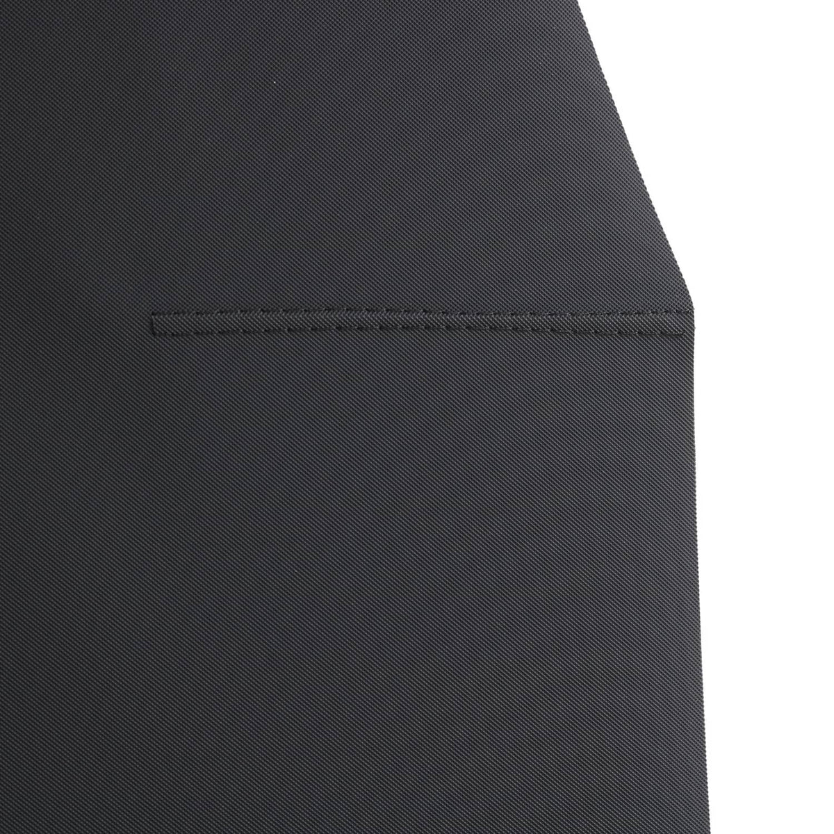 Black retractable cargo cover shade corner with stitched edge detail