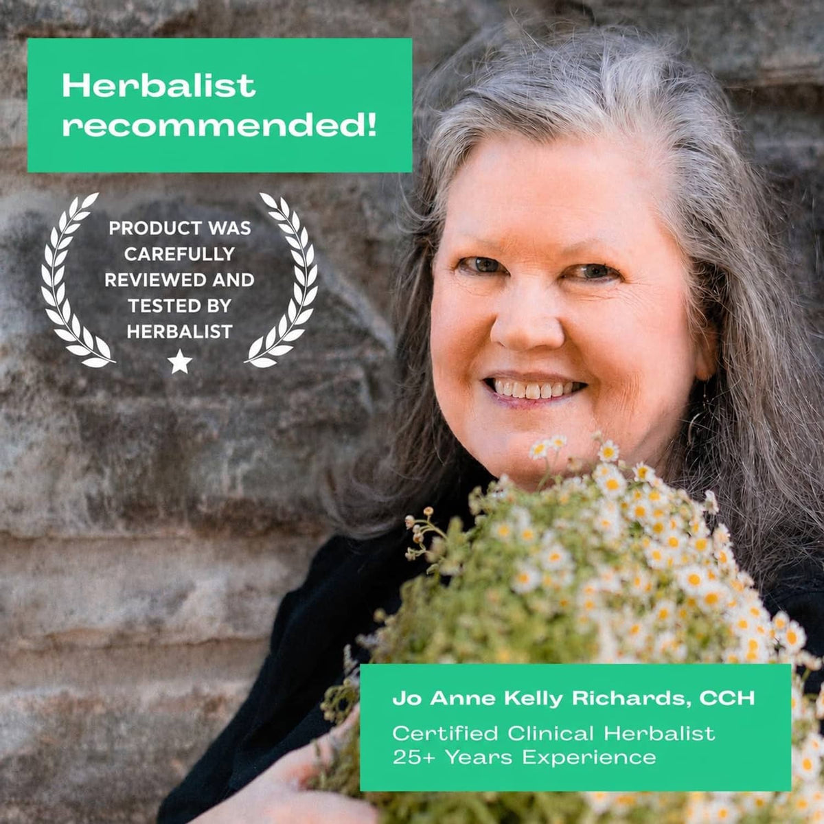 Organic peppermint tea pouch with herbalist-recommended badge
