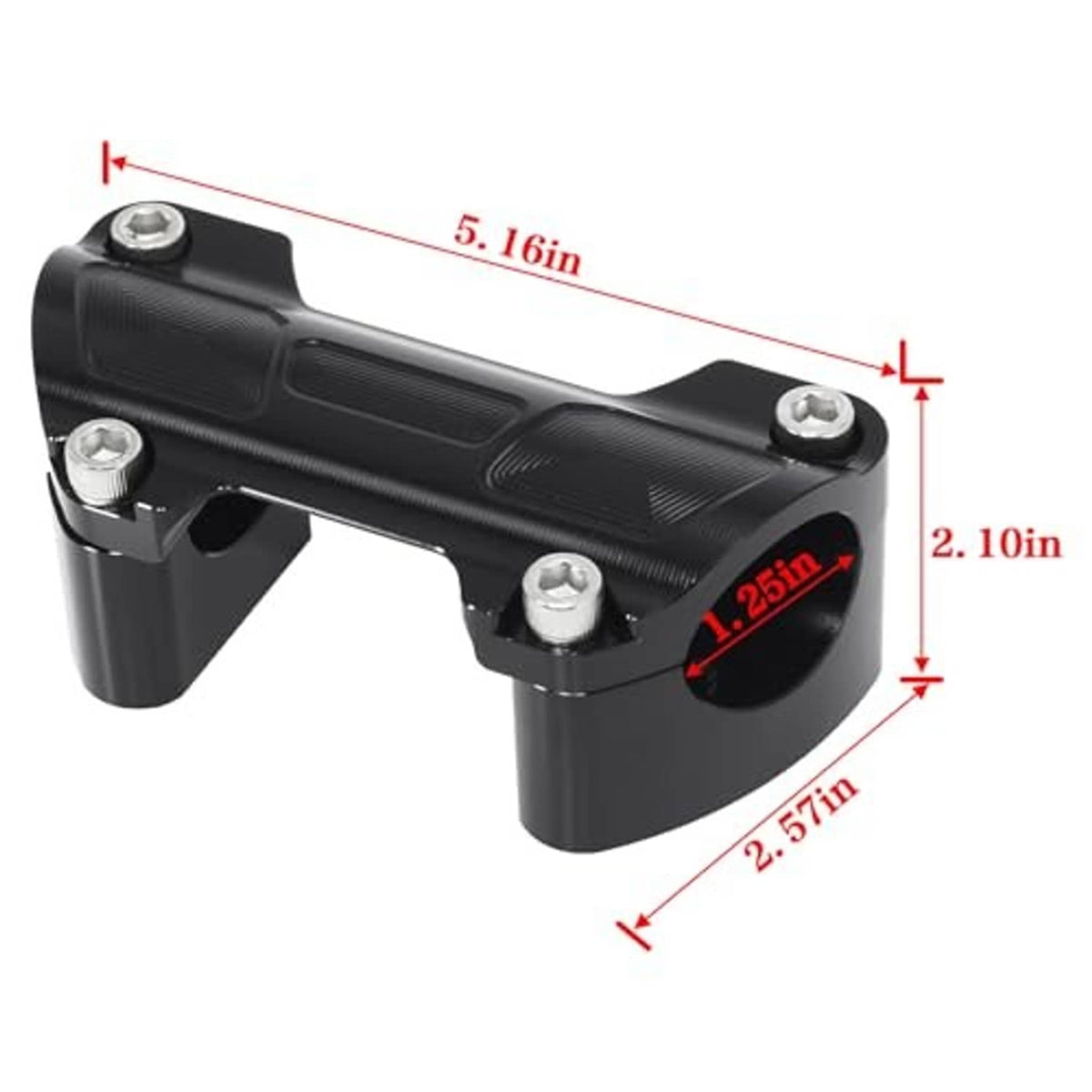 Black handlebar riser top clamp kit with four mounting bolts and curved clamp bases