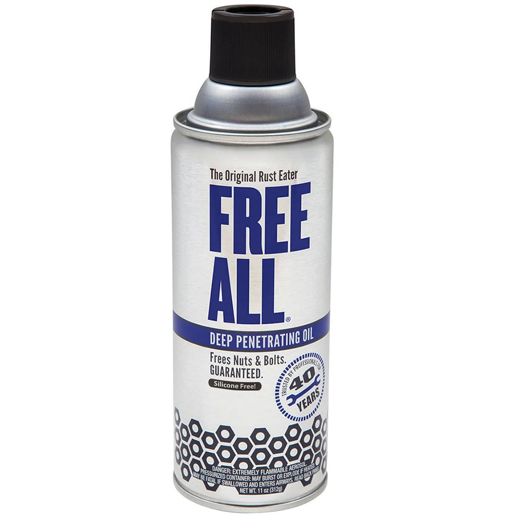 Free All deep penetrating oil aerosol can, black cap and silver body