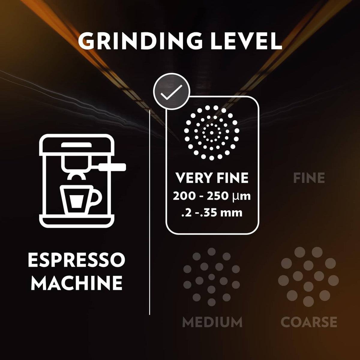 Lavazza Espresso whole bean coffee grinding guide, very fine for espresso machines