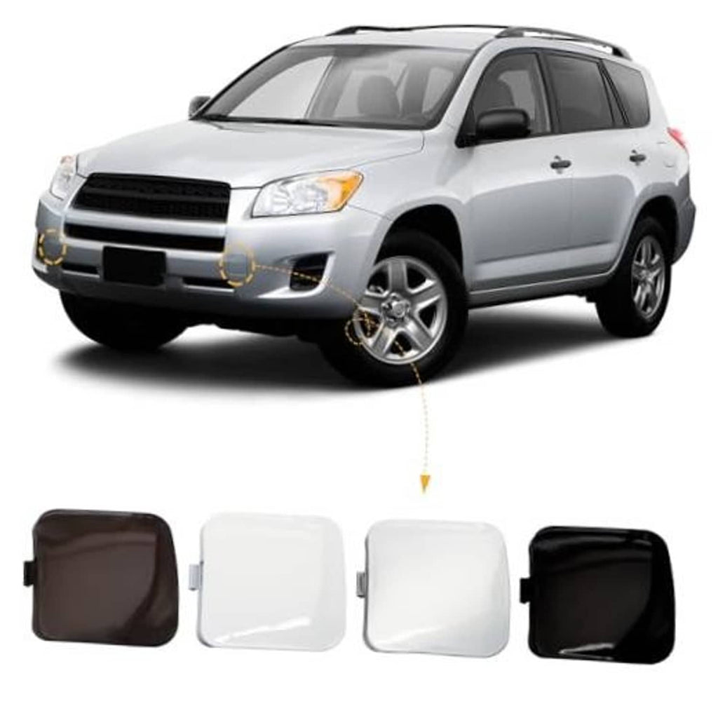 Front bumper tow hook cover caps, left driver side, unpainted, four color options