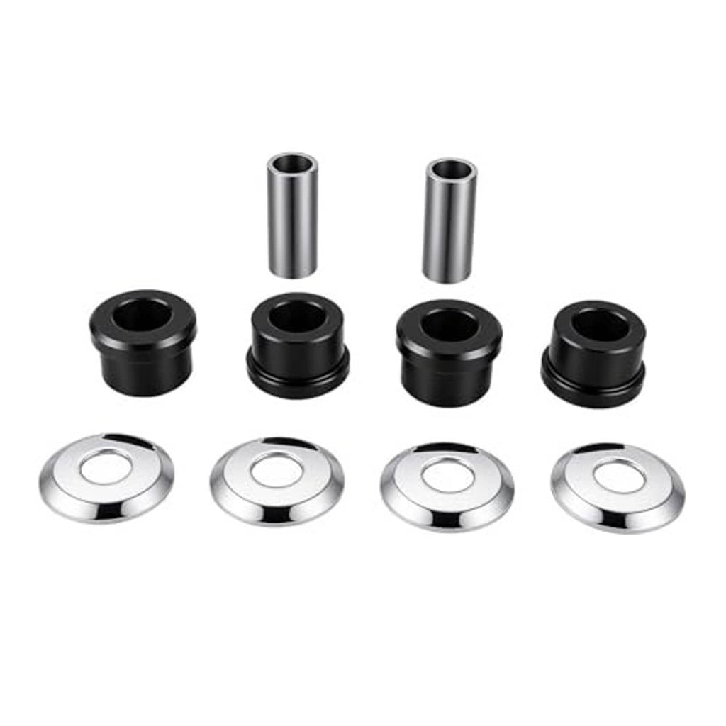 Complete handlebar riser bushing kit: black sleeves and chrome base plates, assorted pieces