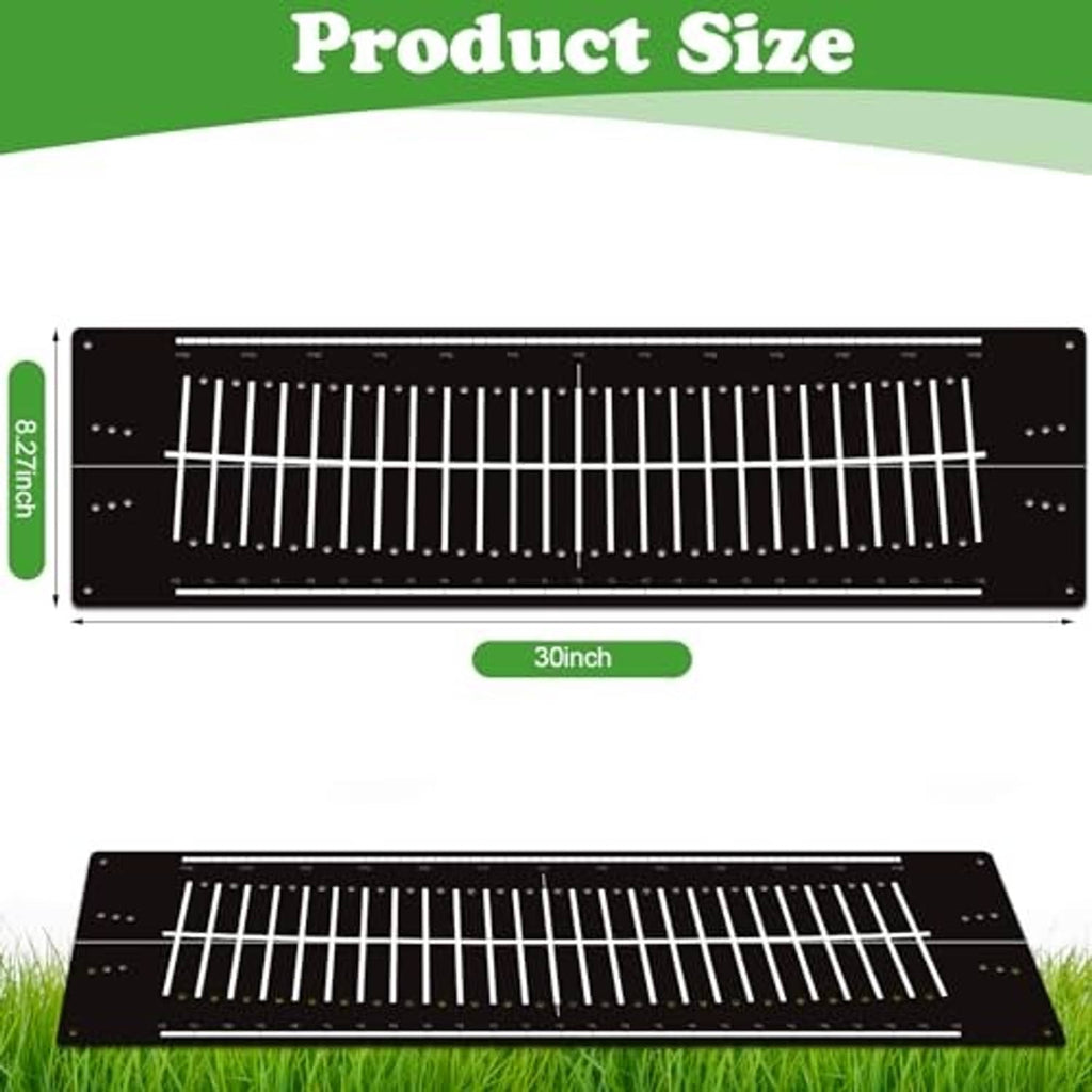 Rectangular black putting mat with white aiming grid and scale markings