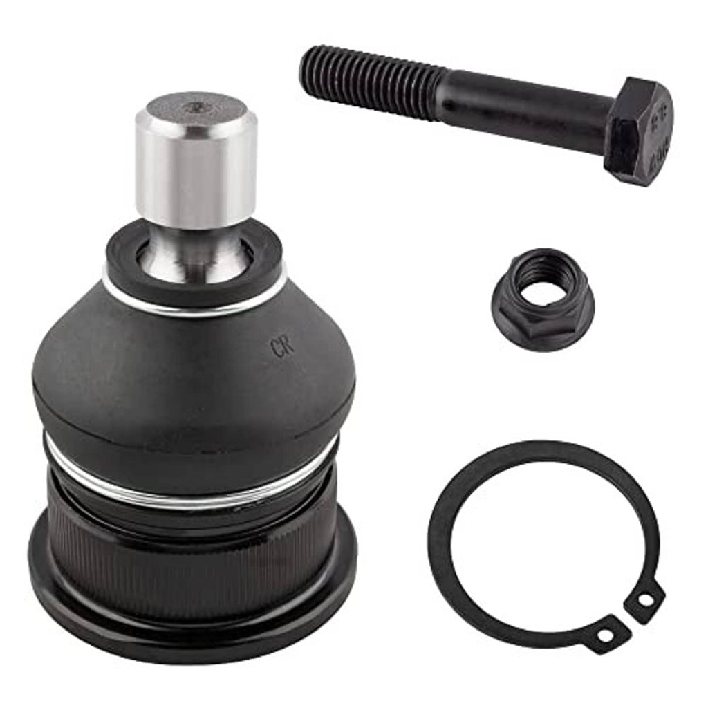 Upper ball joint assembly with black housing, metal cap, and included hardware