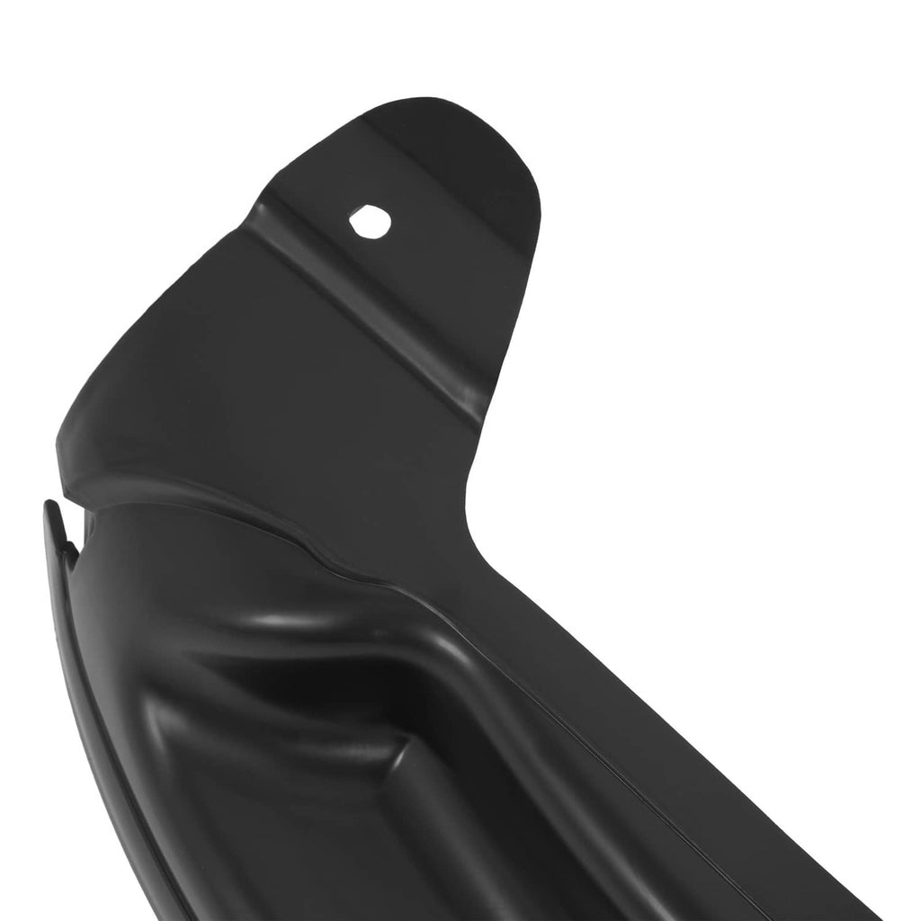Black mulching blade with curved cutting edge and center mounting hole