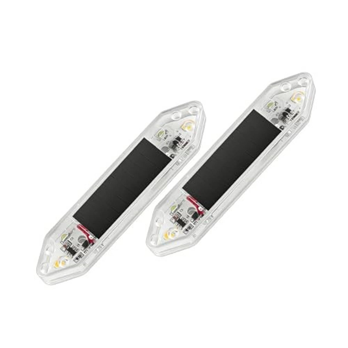 Two slim clear LED door warning light strips with black panel and corner screw holes