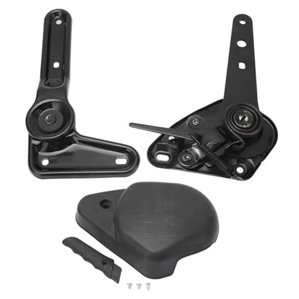 Black seat angle adjuster bracket with knob cover and mounting screws