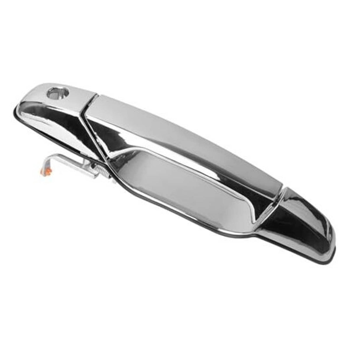 Silver chrome exterior door handle for front left driver side, glossy finish