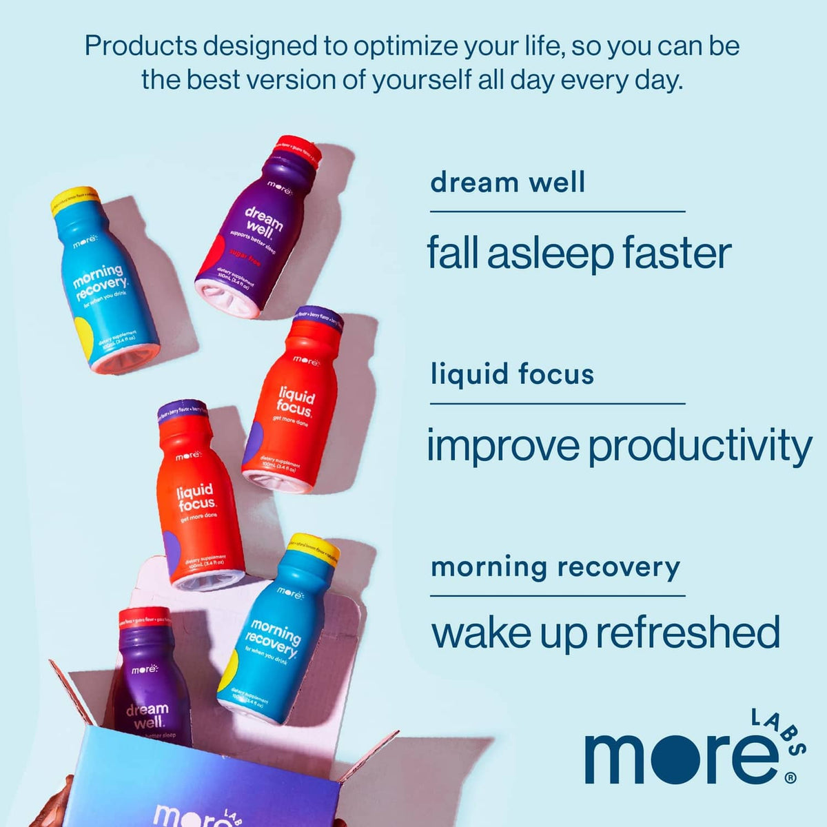Assorted electrolyte drink bottles in a carton with colorful label caps