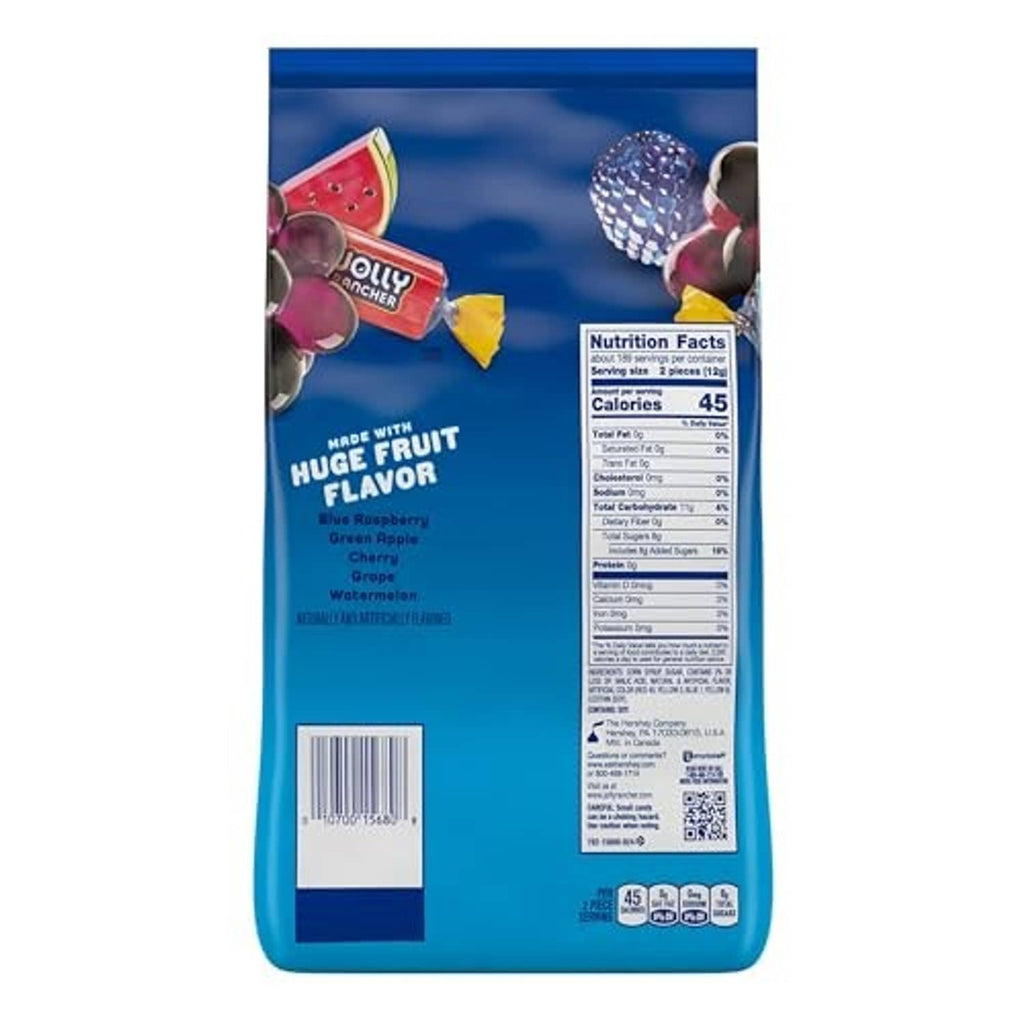 Jolly Rancher hard candy bulk bag back panel with nutrition facts and ingredients
