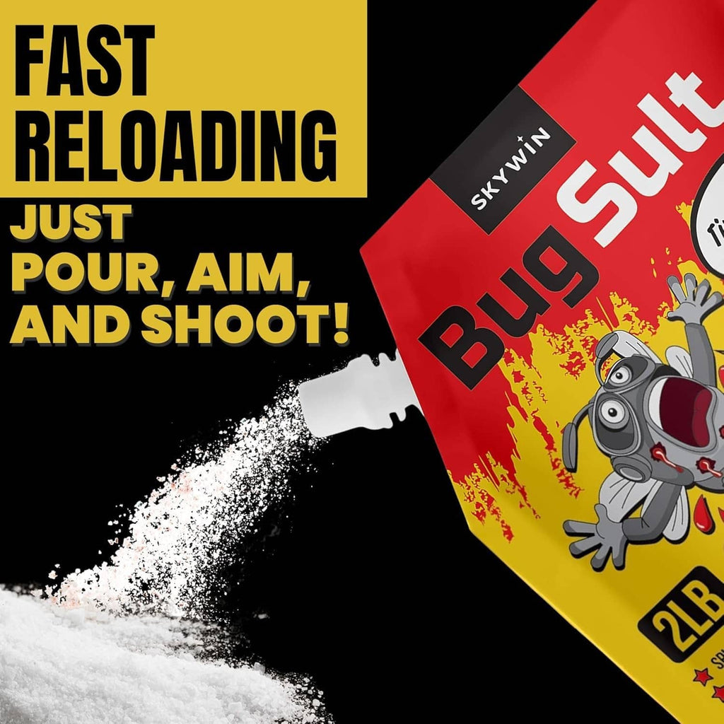 BugSult 2 lb refill salt pouch with red-yellow design and white salt spill