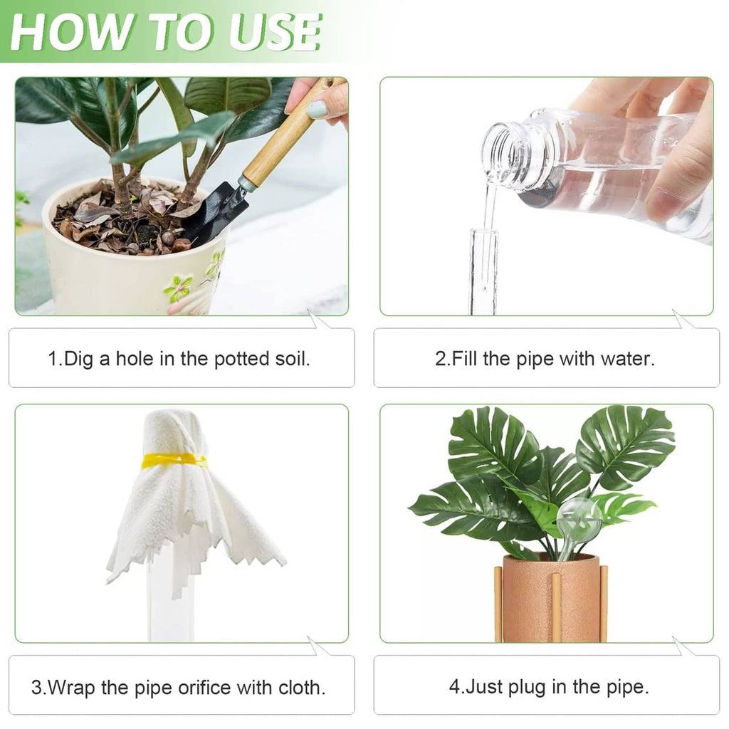 Clear plant watering globe with long tube for watering potted plants