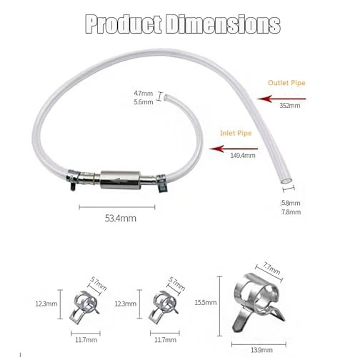 Brake bleeder hose kit diagram showing inlet pipe, outlet pipe, and valve connector