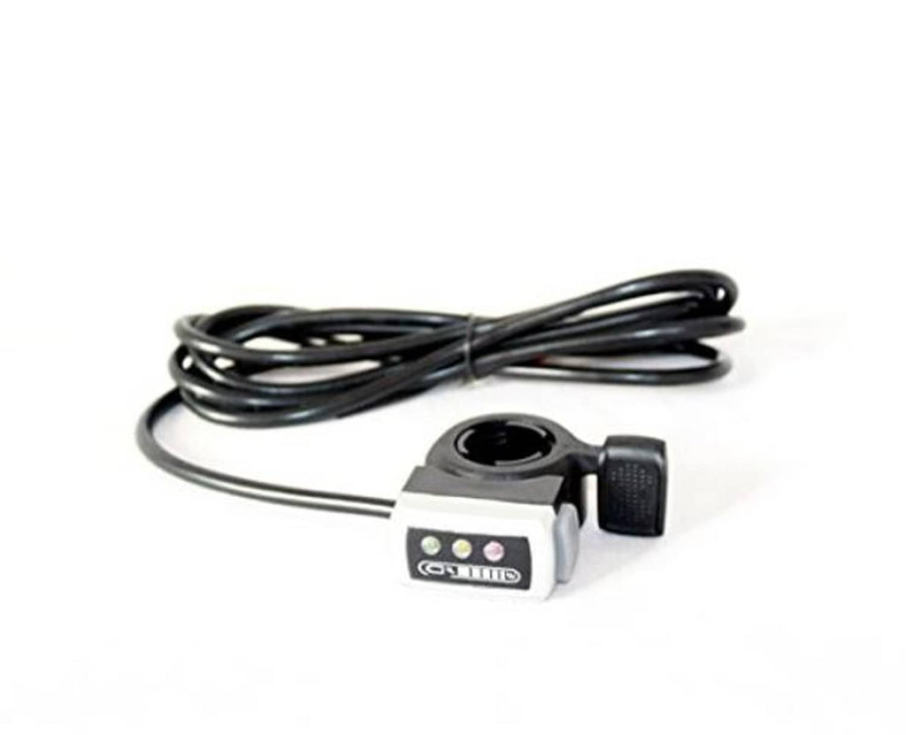Thumb throttle control module with LED power indicator and attached cable harness