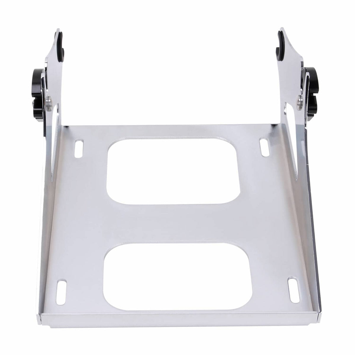 Front view of silver luggage rack mounting frame with two side brackets