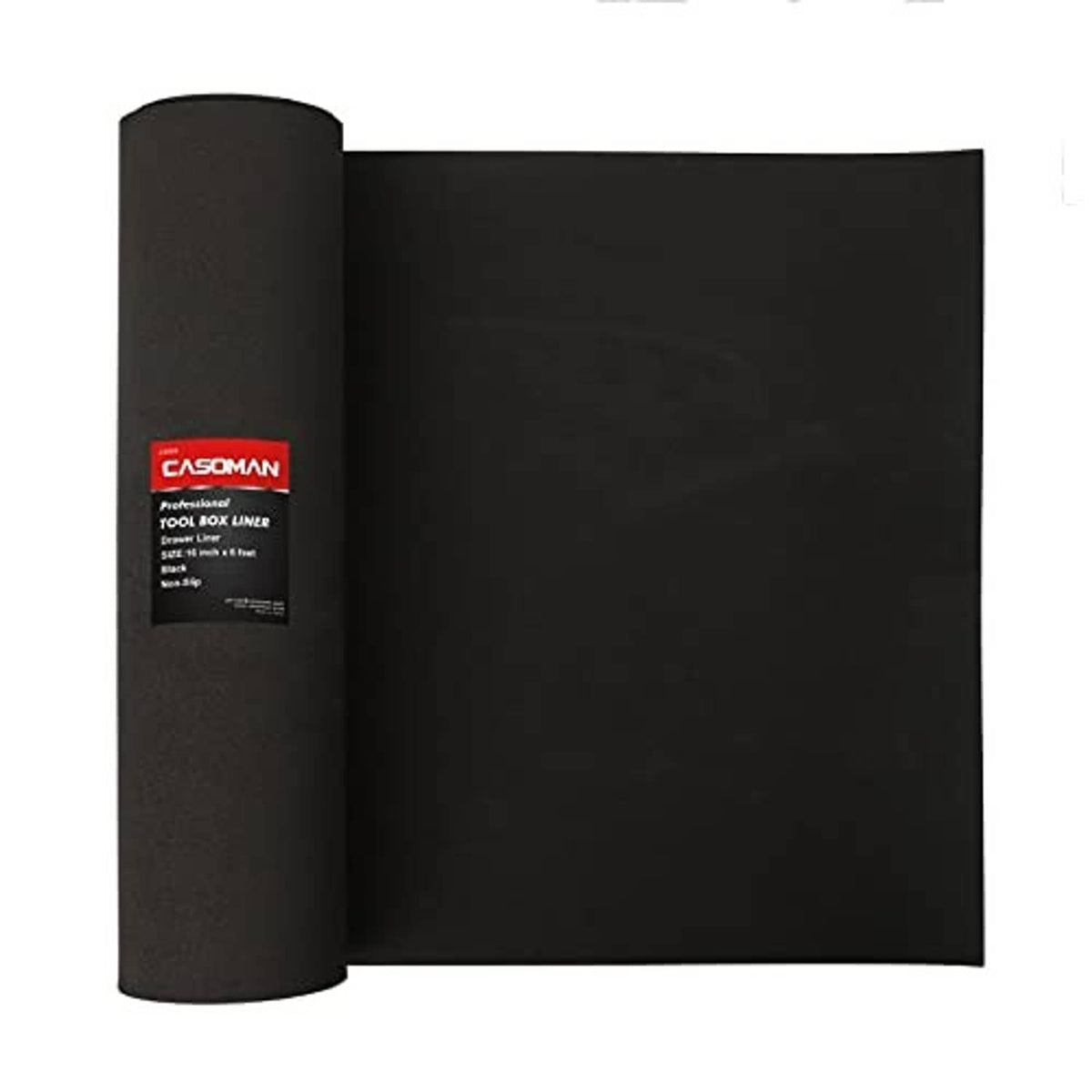 Black tool box liner roll with unfolded mat, protective drawer liner, 16-inch wide