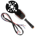 Bezel control lever switch with black perforated bezel, gray housing, and wired harness