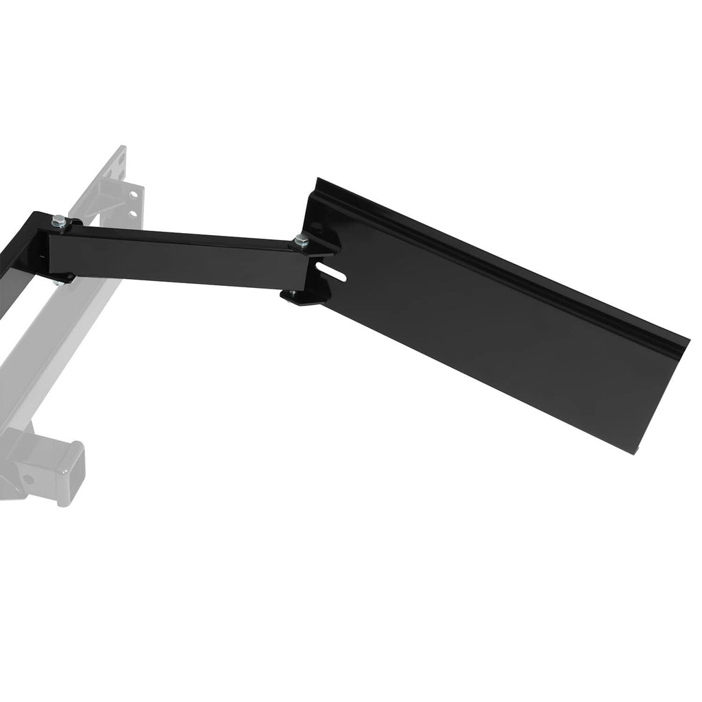 Black bumper-mounted swing arm assembly with long arm and top mounting plate
