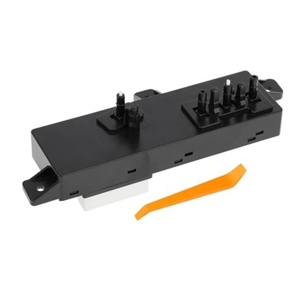 Power seat switch module, black housing with top pin array and side mounting tabs