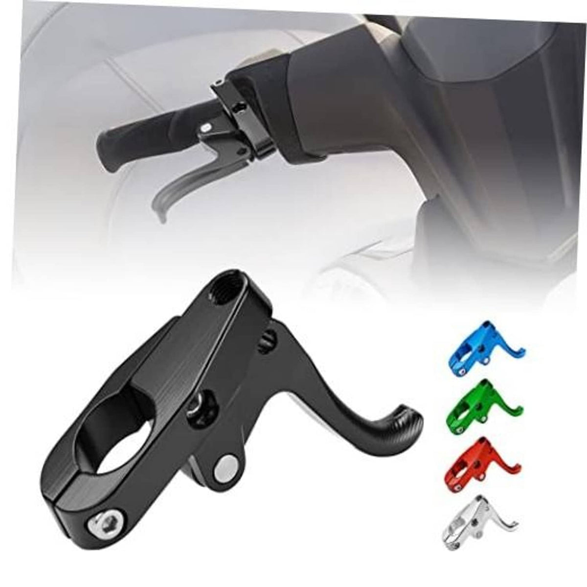 Black jet ski finger throttle handle with curved rubber grip and mounting bracket