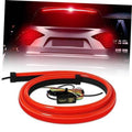 Red LED third brake light strip glowing on rear of vehicle