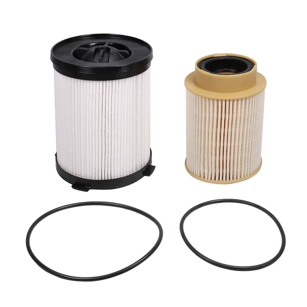 Fuel filter kit: white and beige cartridge filters with black end caps and two O-rings