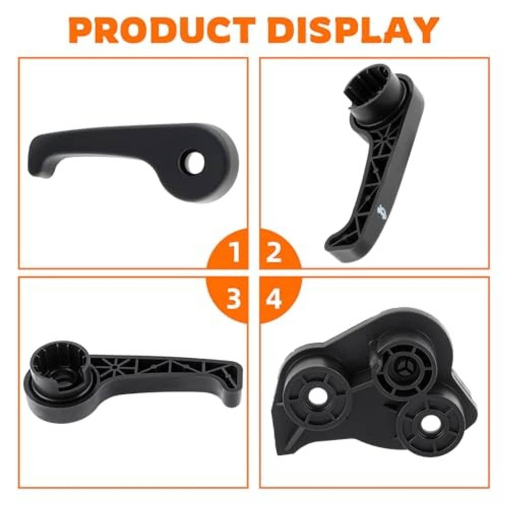 Black hood latch release handle with bracket and two circular mounting points