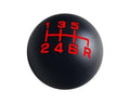 Black 6-speed shift knob with red shift pattern and R gear marking