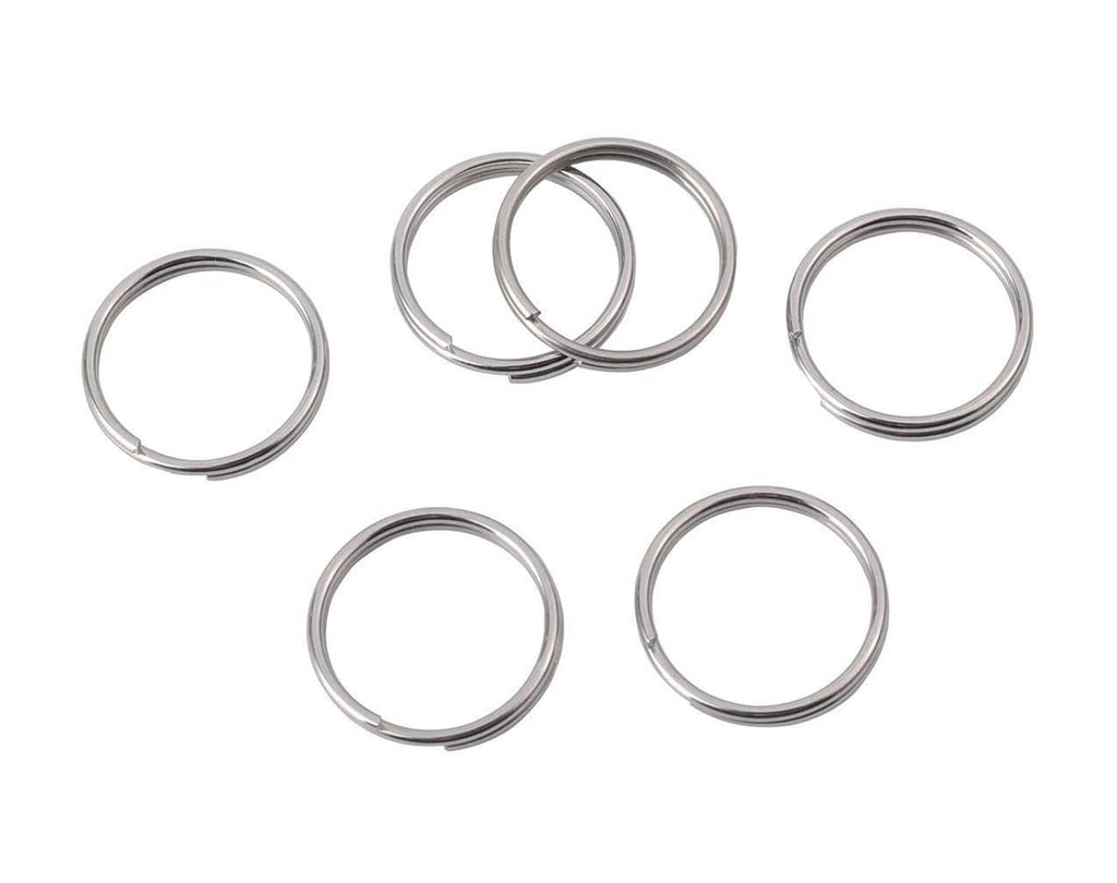 Stainless steel split key rings, small silver loops (set of 5)