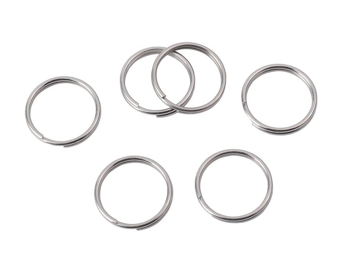 Stainless steel split key rings, small silver loops (set of 5)