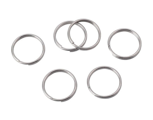 Stainless steel split key rings, small silver loops (set of 5)