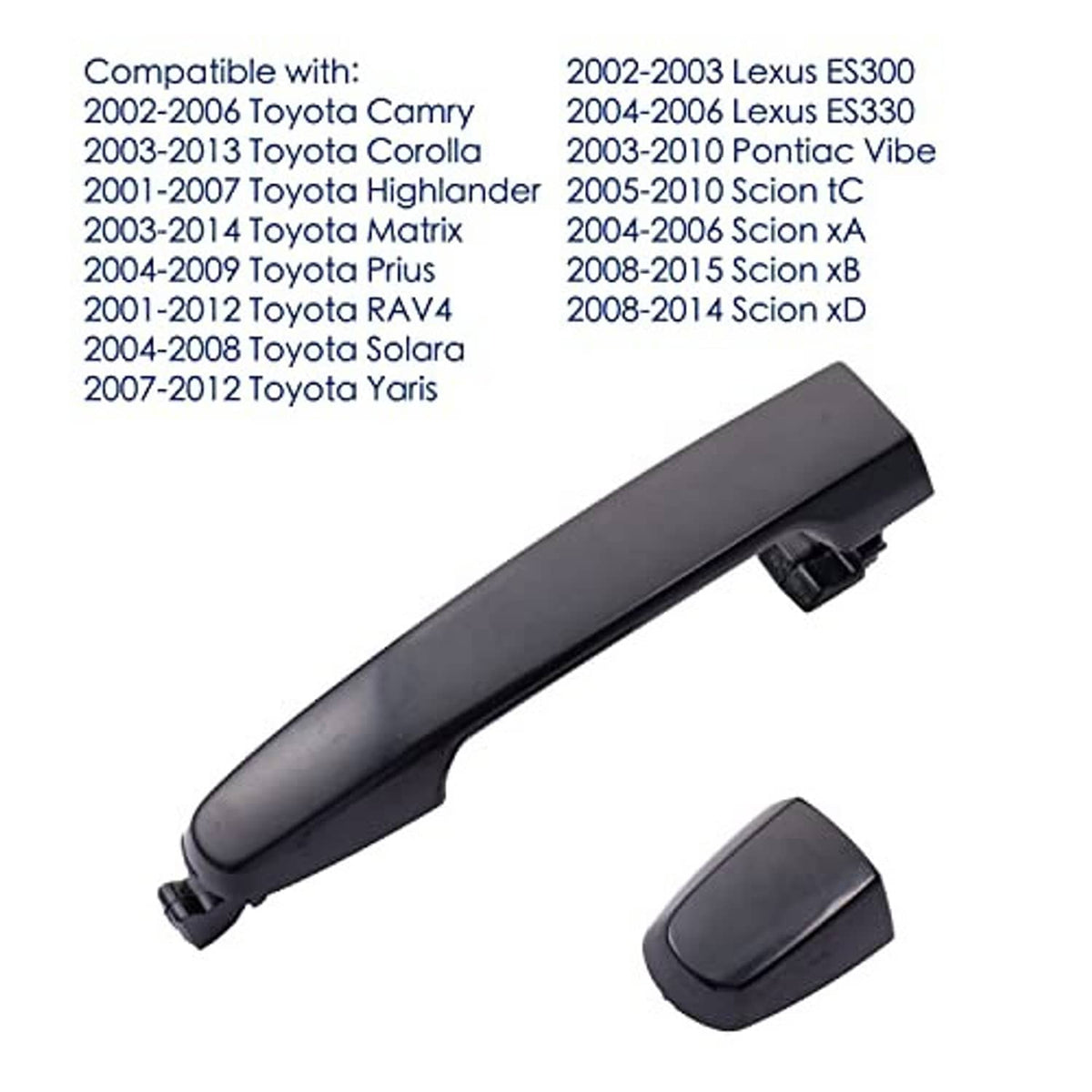 Rear exterior door handle set: long dark gray/black bar plus small end cap