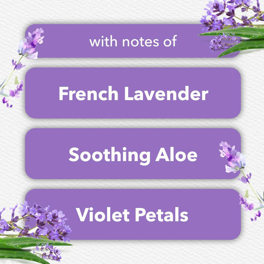 Plug-in refill fragrance notes card: French Lavender, Soothing Aloe, Violet Petals