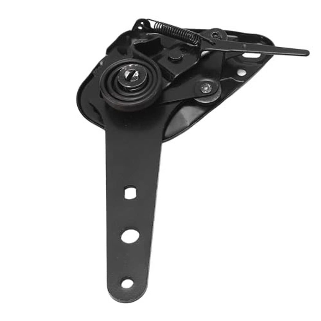 Black seat recliner angle adjuster mechanism with vertical mounting plate
