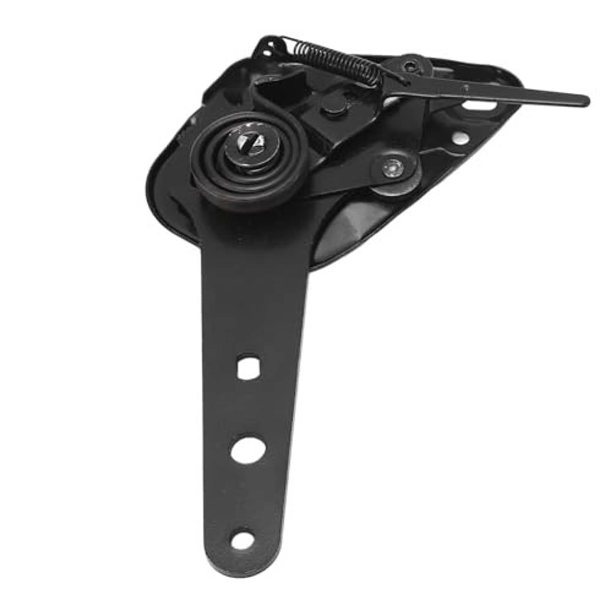 Black seat recliner angle adjuster mechanism with vertical mounting plate