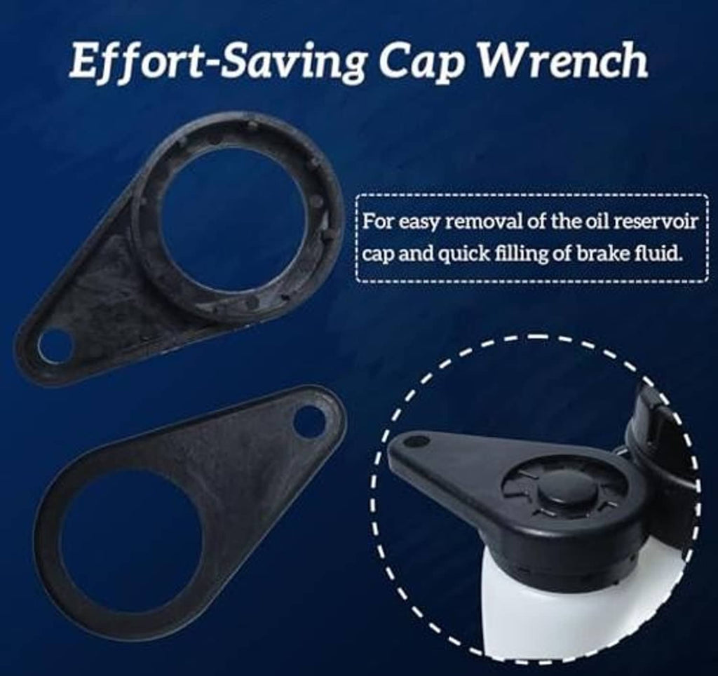 Effort-saving cap wrench tool for brake fluid reservoir cap removal