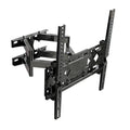 Full-motion TV wall mount with black bracket arms and vertical mounting plate