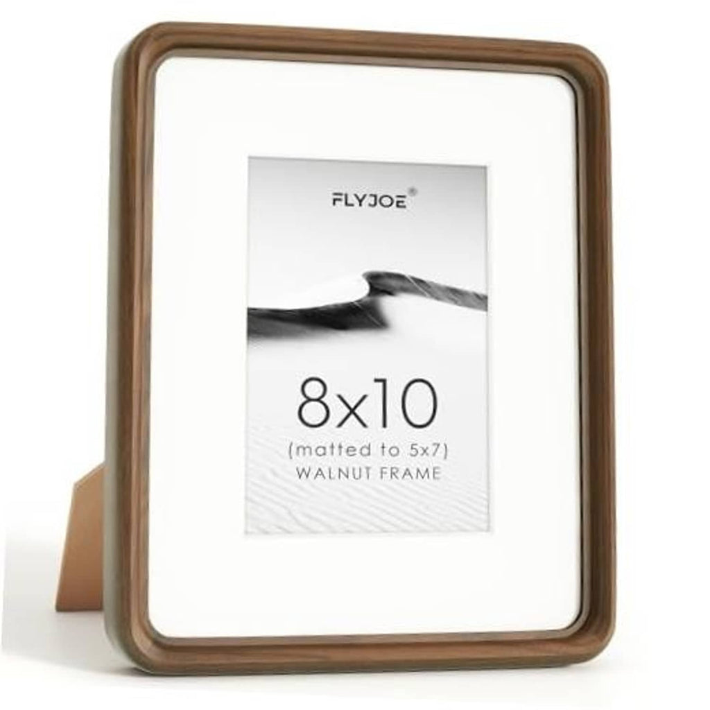 Walnut 8x10 picture frame with white mat for 5x7 photo